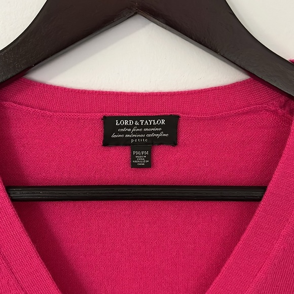 Pink Lord & Taylor Merino Wool Cardigan - Picture 2 of 5